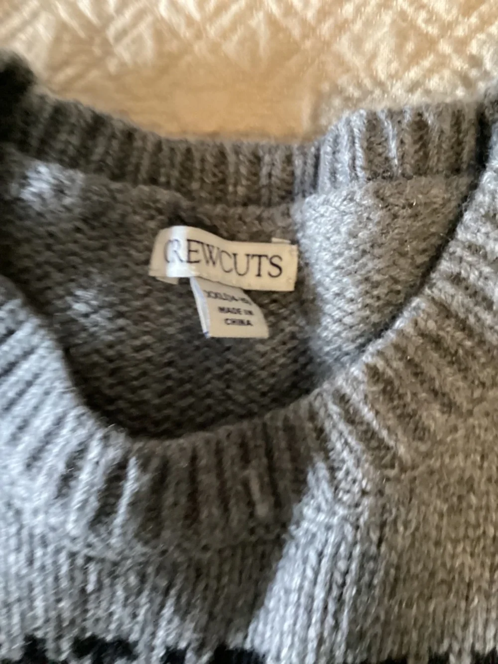 Jcrew Crewcuts boys size 14/16 gray fairisle blended wool sweater